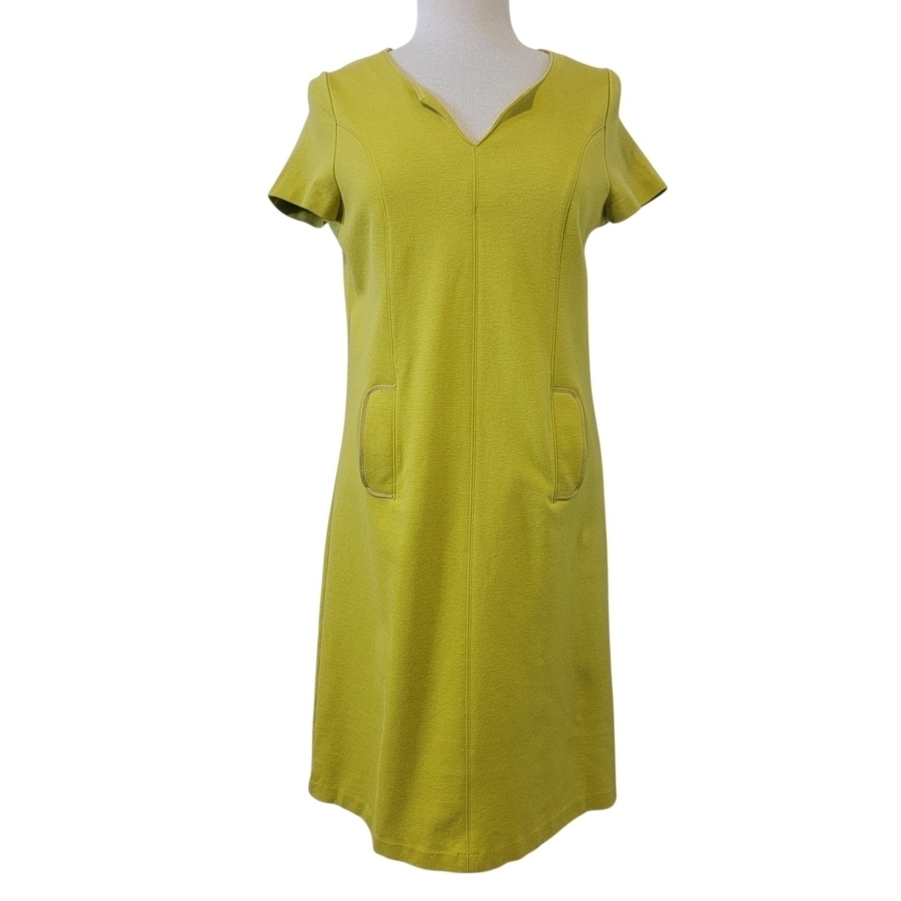 Boden Carolyn Ponte Style Jersey Midi Retro Dress WITH POCKETS Yellow Size 6L